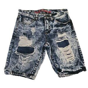 Red Camel Jean Shorts Men's Size 31 Denim Distressed Bleached Acid Wash Blue